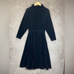 Fads Vintage Dress Womens Large Black Velour Turtleneck Long Sleeve 90s- 3899